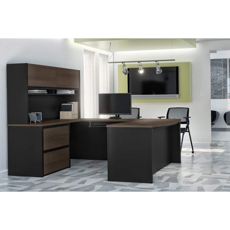 Bestar Connexion U-shape Desk with Hutch