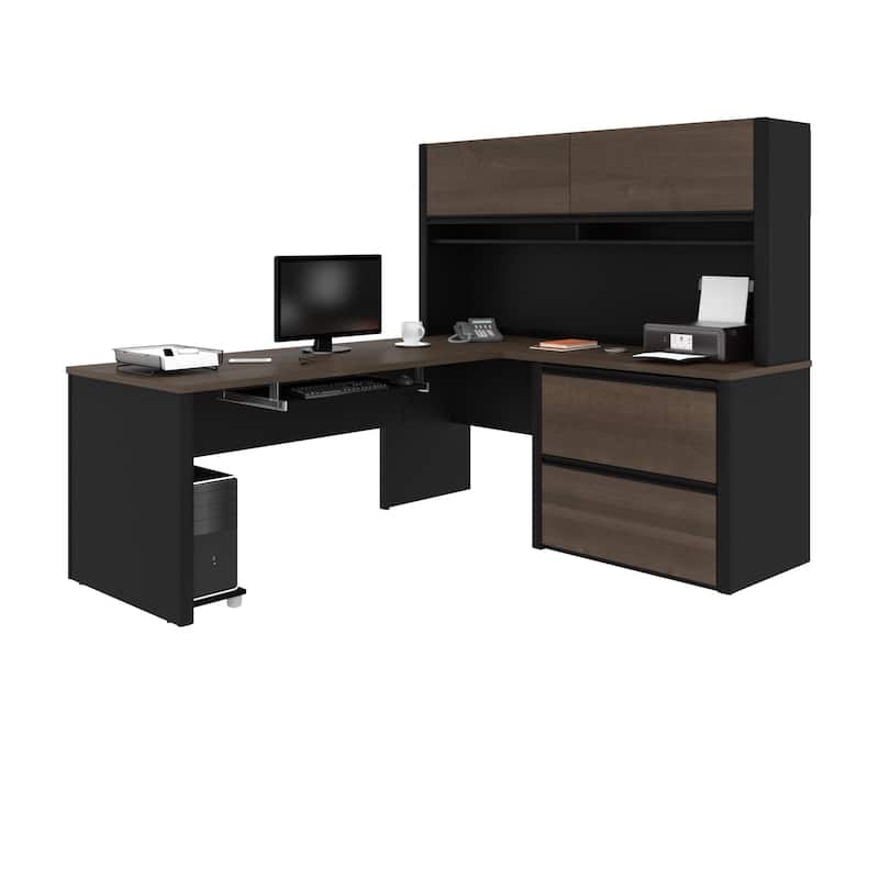 Bestar Connexion L-shape Desk - Antigua & Black
