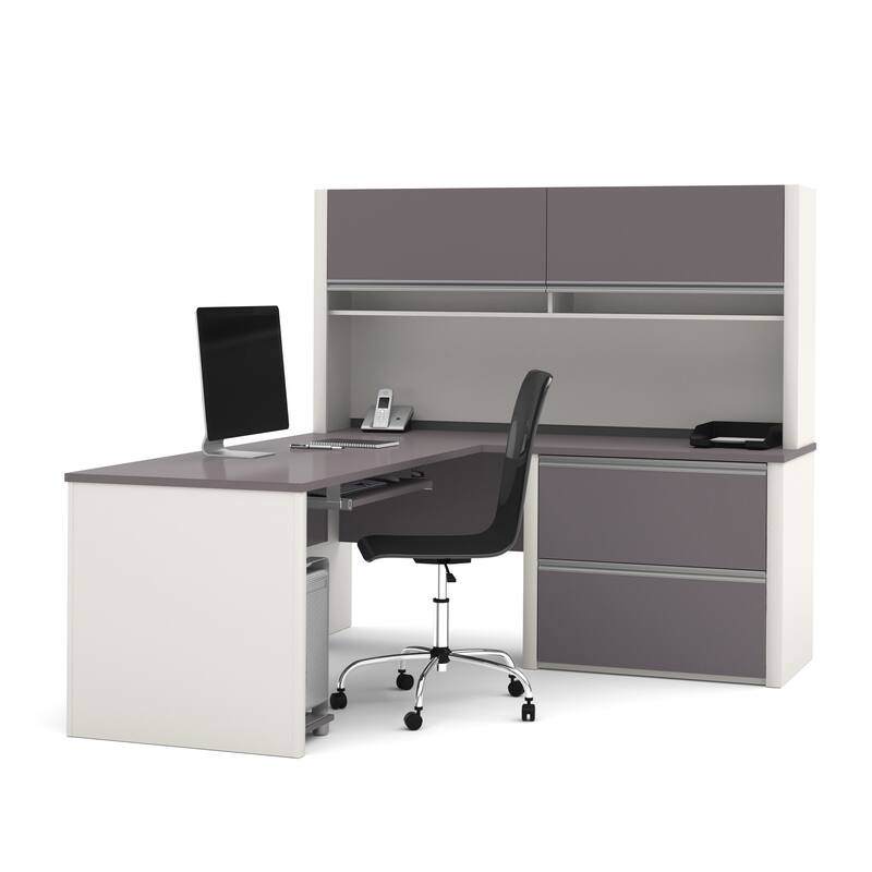 Bestar Connexion L-shape Desk - Slate & Sandstone