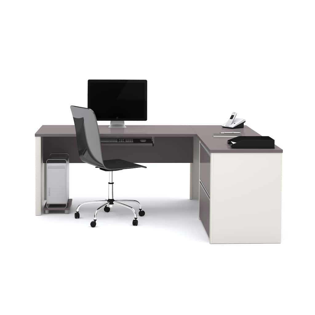 Bestar Connexion L-desk with Oversized Pedestal