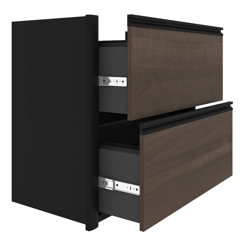 Bestar Connexion L-desk with Oversized Pedestal