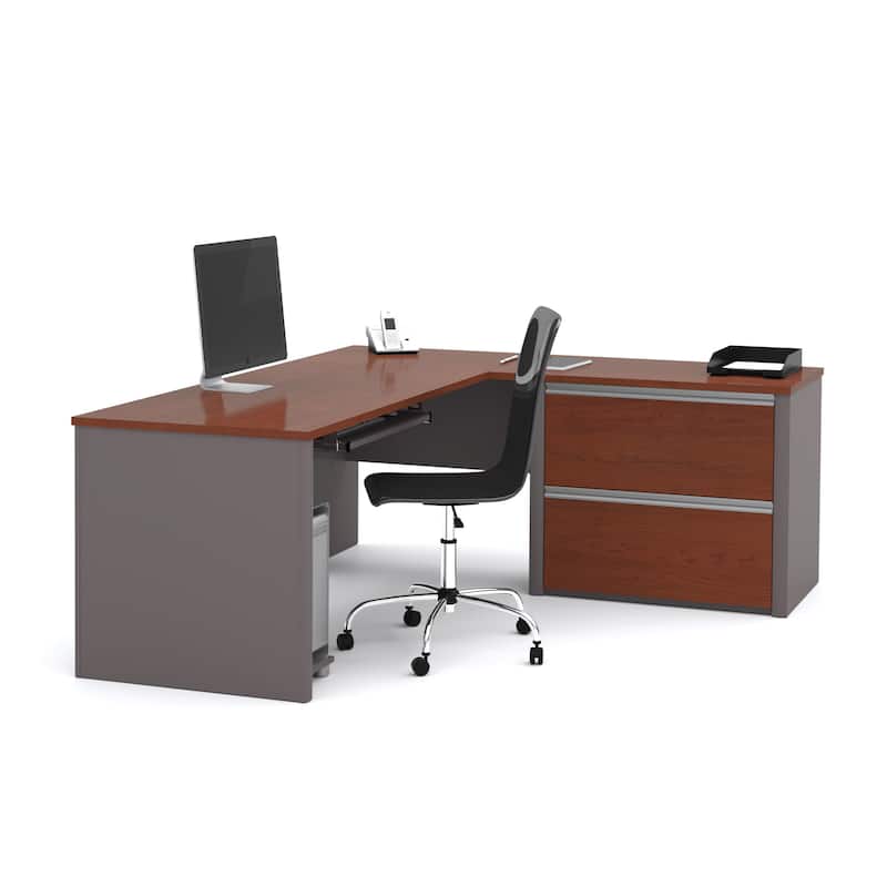 Bestar Connexion L-desk with Oversized Pedestal
