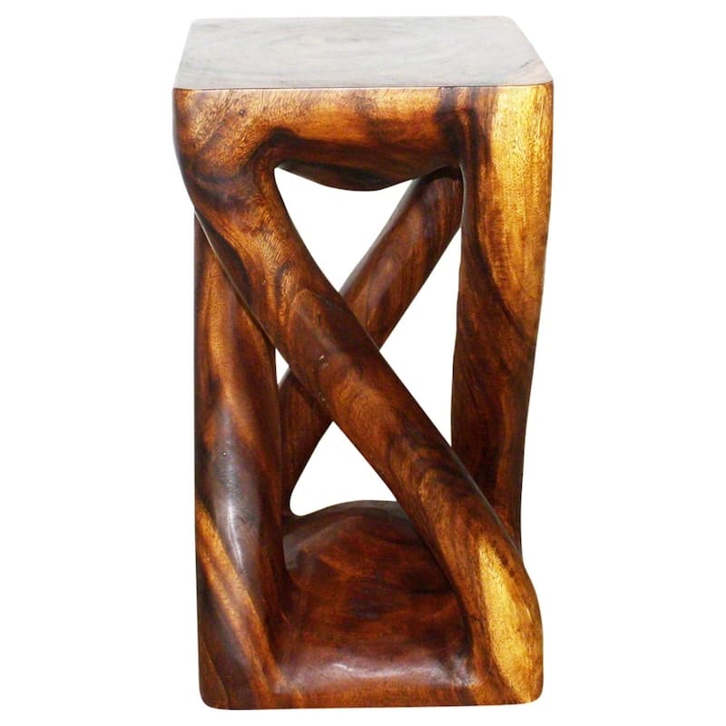 Haussmann® Wood Vine Twist Stool Accent Table 12 in x 22 in H Walnut Oil - 12" x 12" x 22"