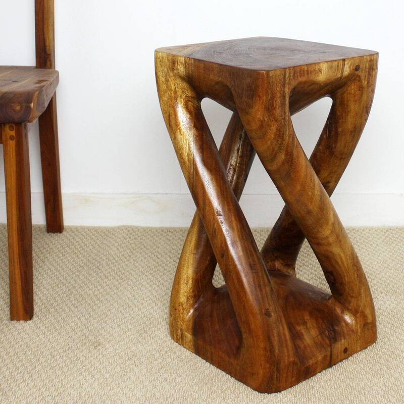 Haussmann® Wood Vine Twist Stool Accent Table 12 in x 22 in H Walnut Oil - 12" x 12" x 22"