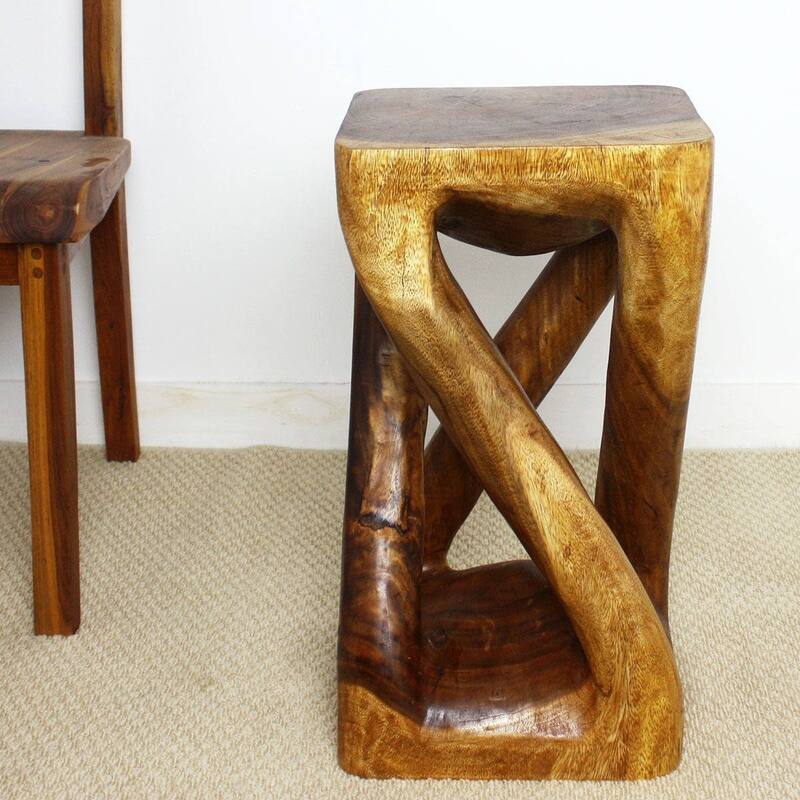 Haussmann® Wood Vine Twist Stool Accent Table 12 in x 22 in H Walnut Oil - 12" x 12" x 22"