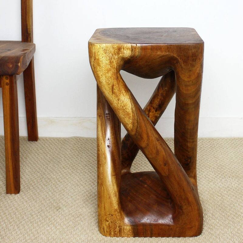 Haussmann® Wood Vine Twist Stool Accent Table 12 in x 22 in H Walnut Oil - 12" x 12" x 22"