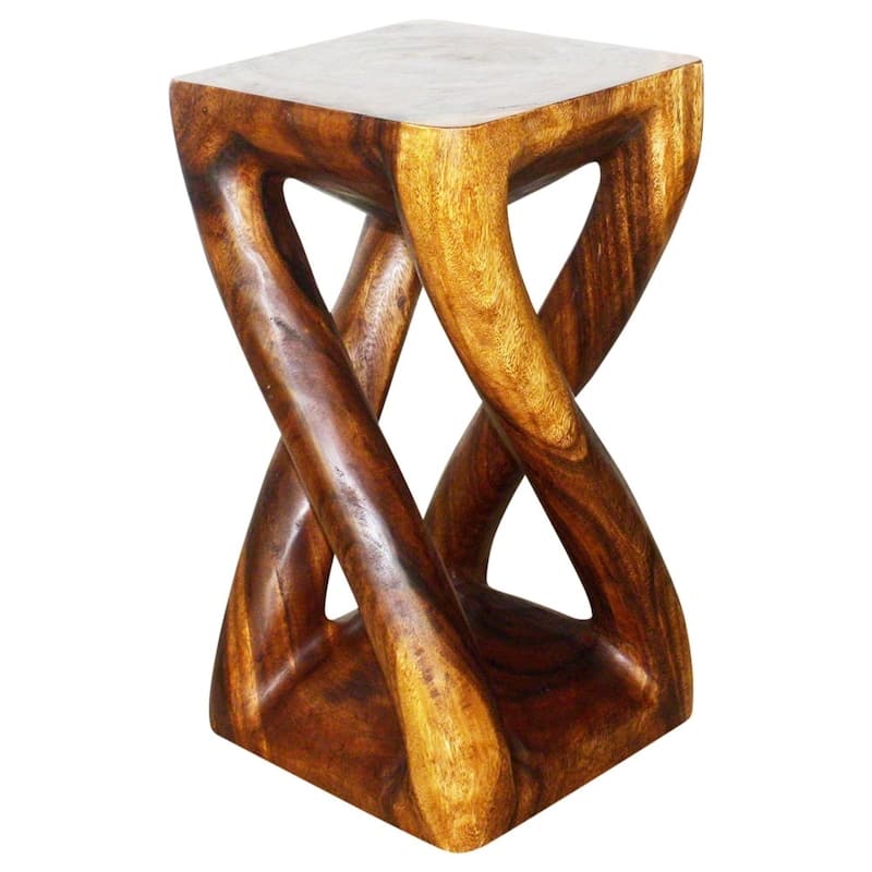 Haussmann® Wood Vine Twist Stool Accent Table 12 in x 22 in H Walnut Oil - 12" x 12" x 22"
