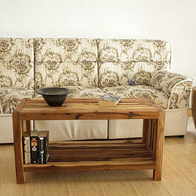 Handmade Teak Slat Coffee Table (Thailand)