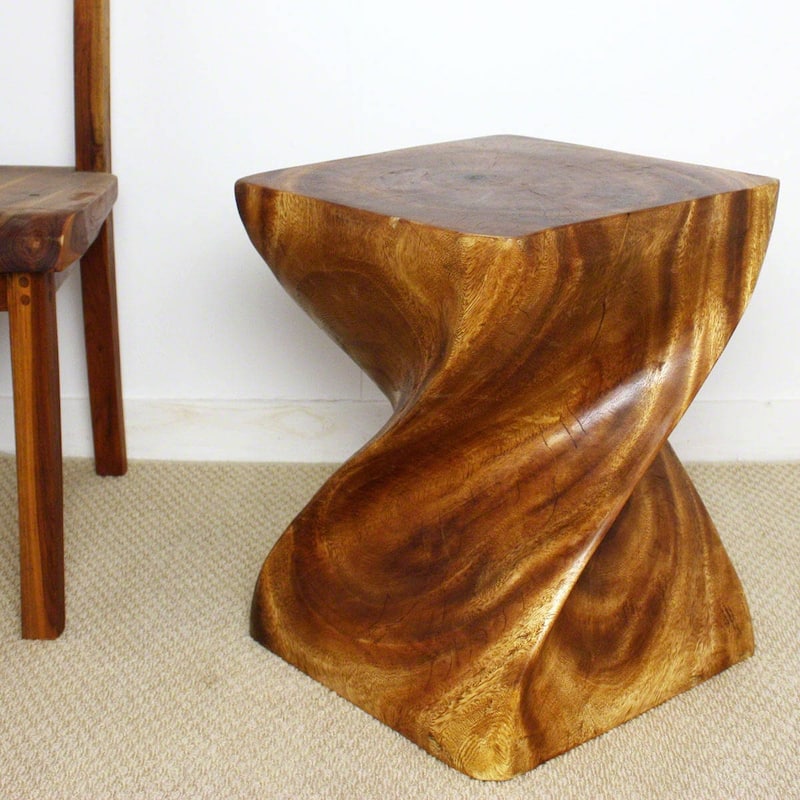 Handmade Wood Big Twist Coffee Table (Thailand) - 16" x 16" x 20"