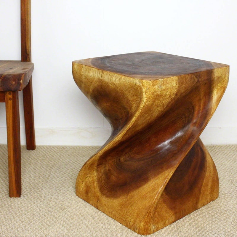 Handmade Wood Big Twist Coffee Table (Thailand) - 16" x 16" x 20"