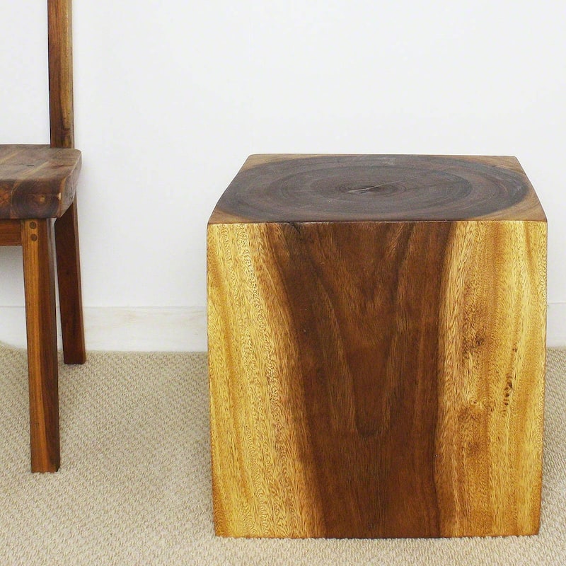 Haussmann Handmade Eco Wood Coffee Table Cube 18 in H Walnut Oil