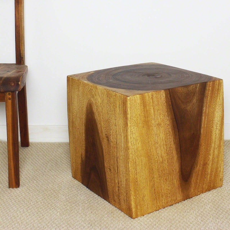Haussmann Handmade Eco Wood Coffee Table Cube 18 in H Walnut Oil