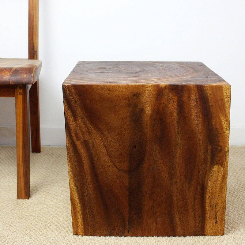 Haussmann Handmade Eco Wood Coffee Table Cube 18 in H Walnut Oil