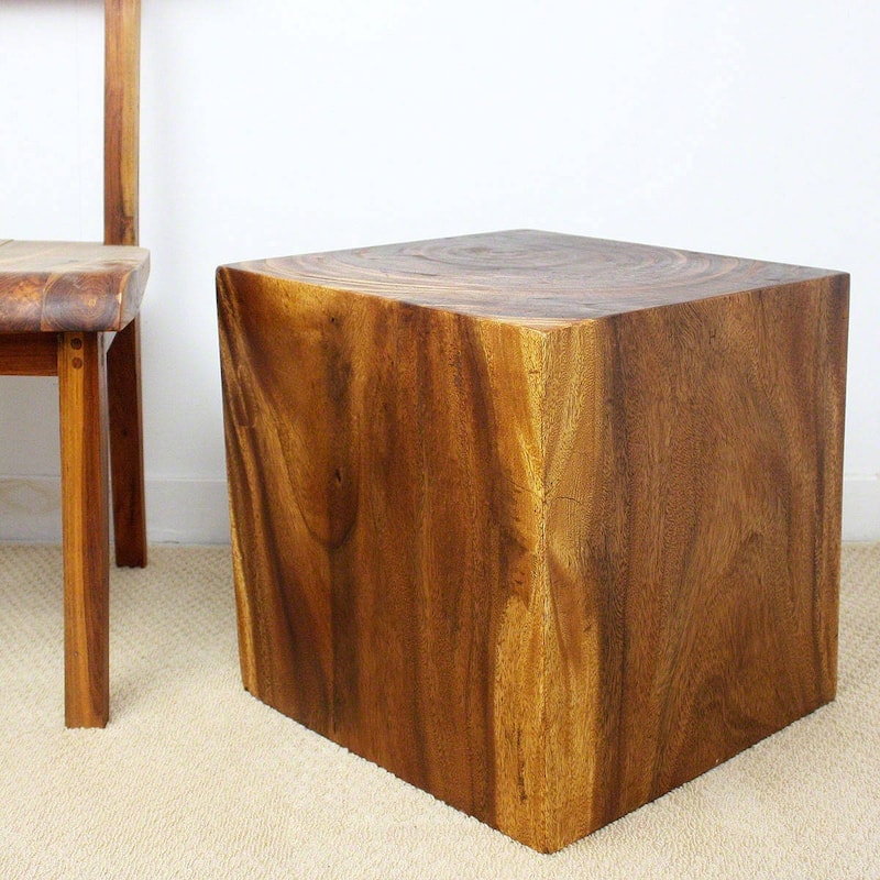 Haussmann Handmade Eco Wood Coffee Table Cube 18 in H Walnut Oil