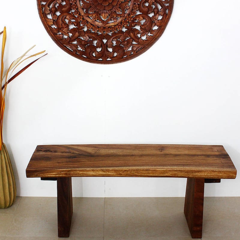 Haussmann® Wood Natural Edge Bench 48 in x 18 x 18 in H KD Walnut Oil - 48" x 20" x 18"