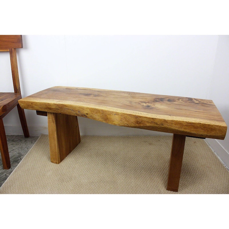 Haussmann® Wood Natural Edge Bench 48 in x 18 x 18 in H KD Walnut Oil - 48" x 20" x 18"