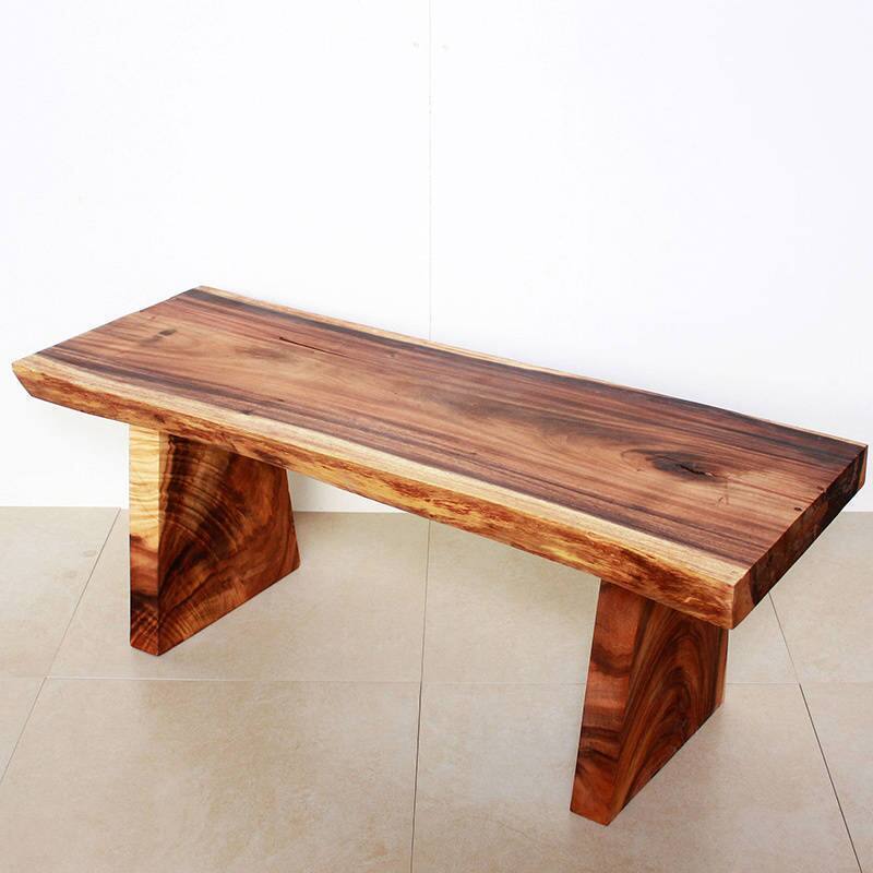 Hand-carved Wooden Natural Tung Oil Edge Bench (Thailand)