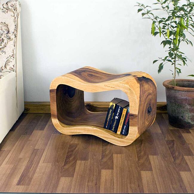 Handmade Wooden Wave Bench (Thailand) - Orange