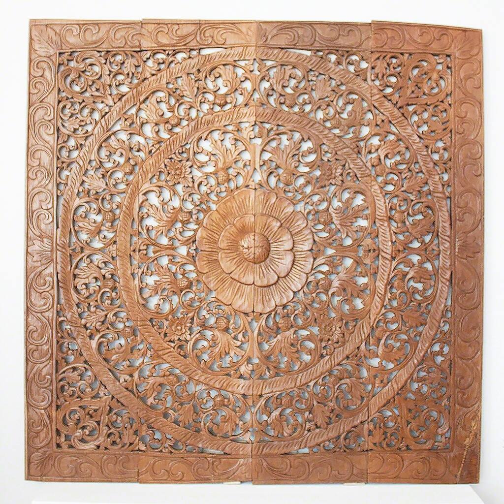 Haussmann Teak Lotus Square Wall Panel