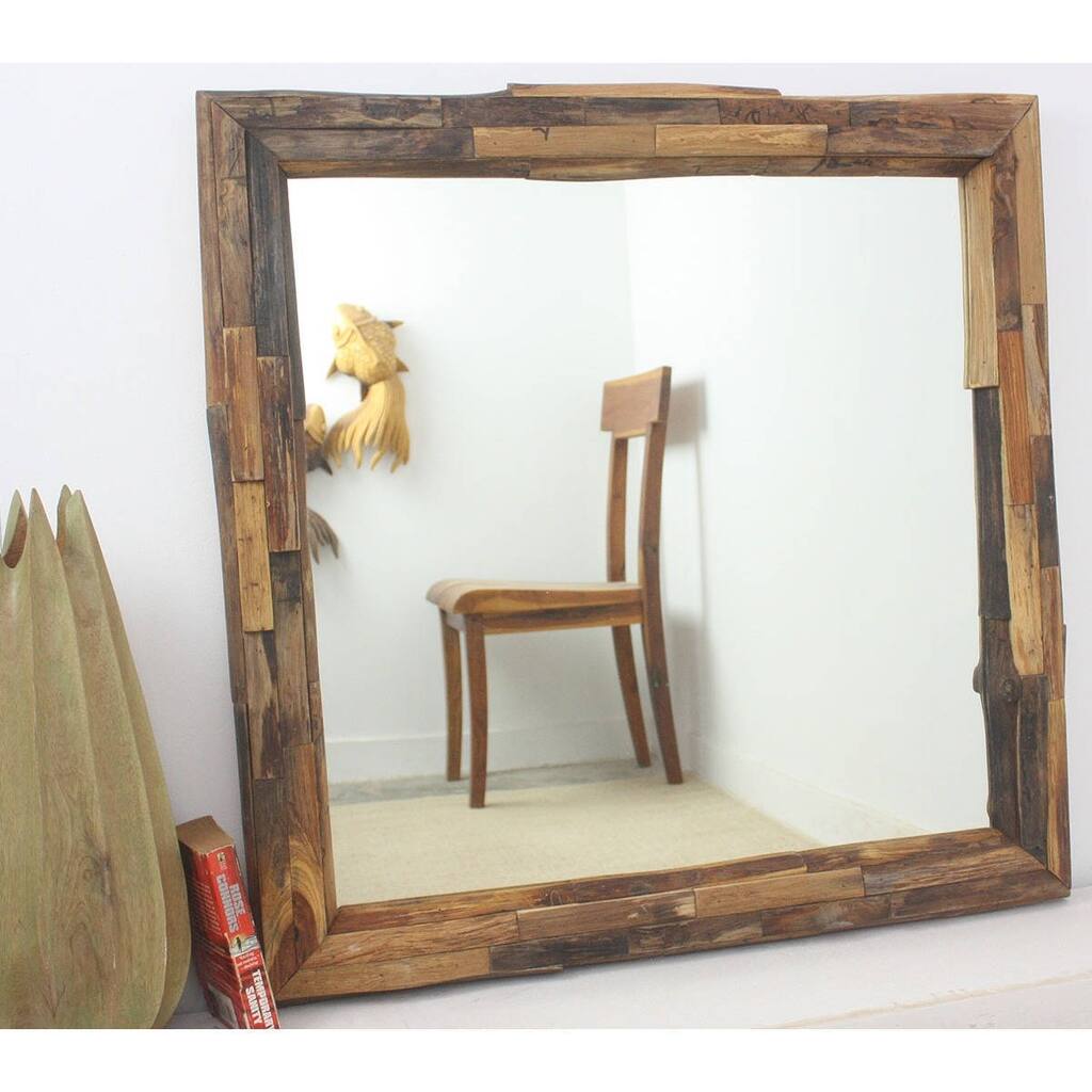 Haussmann® Mirror NE Teak Branch 30 in SQ (21 x 21) Tung Oil - Tung Oil - 30" x 30"