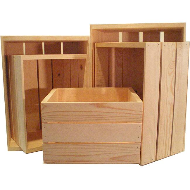 Heavy-duty Unfinished Pine Crate Sets (Pack of 5)