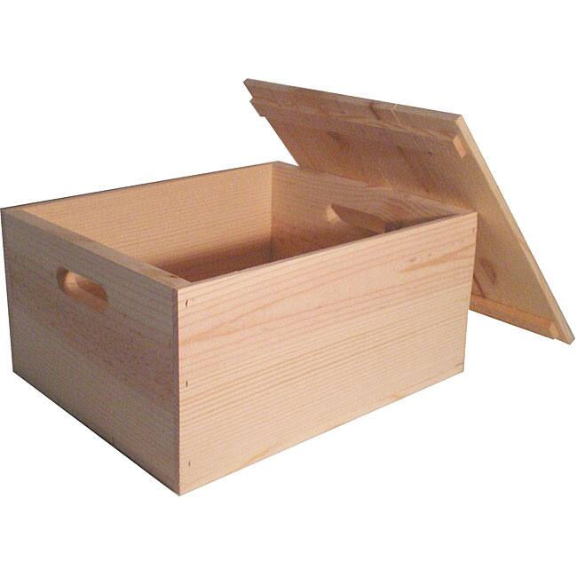 Heavy-duty Unfinished Pine Crate with Lid