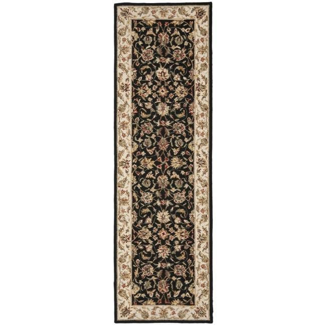 Safavieh Hand-hooked Chelsea Tabriz Black/ Ivory Wool Runner (2'6 x 10') - 2'6 x 10'