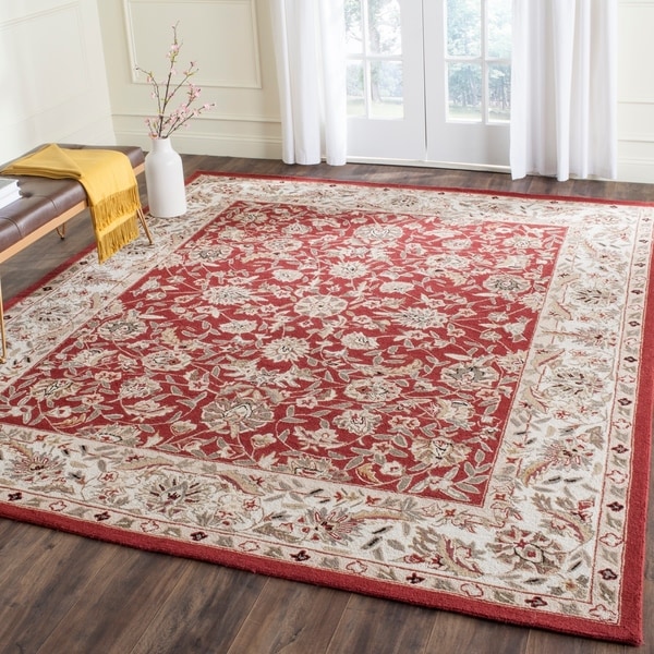 Safavieh Hand-hooked Tabriz Burgundy/ Ivory Wool Rug - 8'9 x 11'10