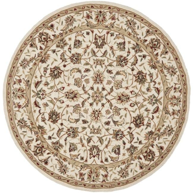 Hand hooked Chelsea Tabriz Ivory Wool Rug (56 Round)