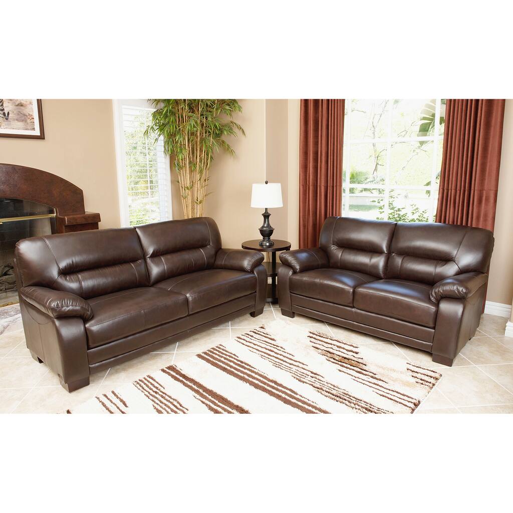 ABBYSON LIVING Wilshire Premium Top-grain Leather Sofa and Loveseat Set