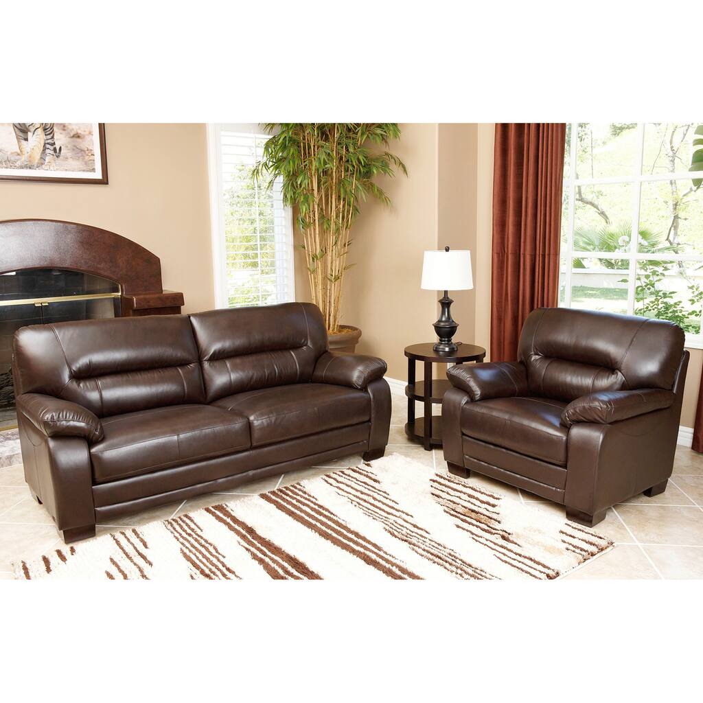 Abbyson Wilshire Premium Top-grain Leather Sofa and Chair Set