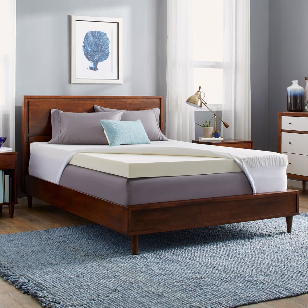 Slumber Solutions 4-inch Memory Foam Mattress Topper with Waterproof Cover