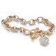 preview thumbnail 1 of 5, Gold or Platinum over Sterling Silver Diamond Accent Heart Charm Bracelet