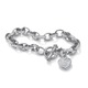preview thumbnail 2 of 5, Gold or Platinum over Sterling Silver Diamond Accent Heart Charm Bracelet
