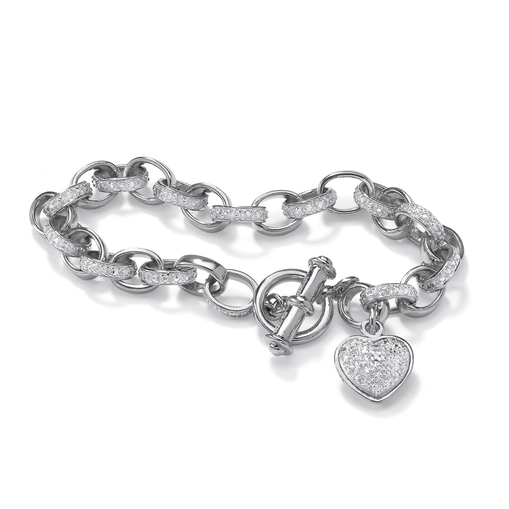 Isabella Collection Platinum over Silver Diamond Accent Heart Charm