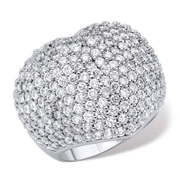 Shop 5.25 TCW Pave Cubic Zirconia Heart-Shaped Ring in Rhodium-Plated ...