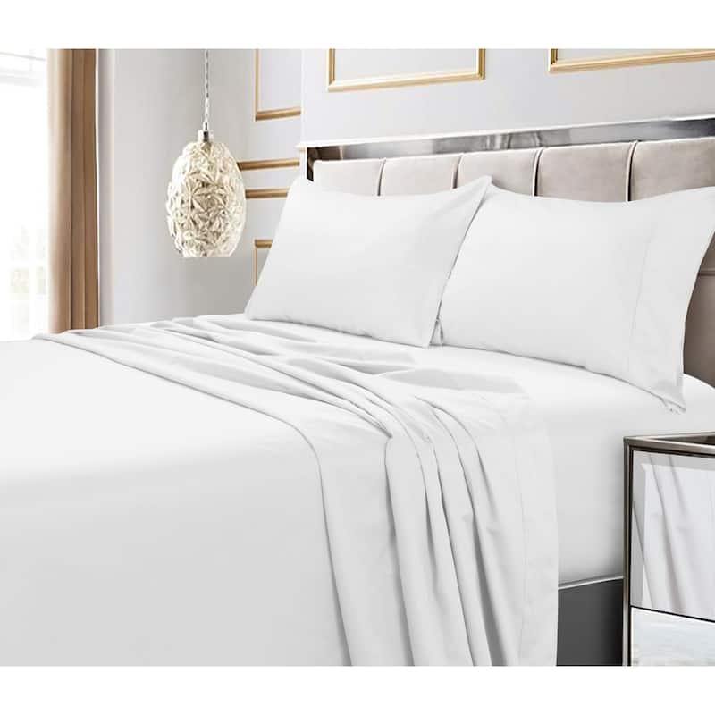 Egyptian Cotton 600 Thread Count Extra Deep Pocket Bed Sheet Set - King - White