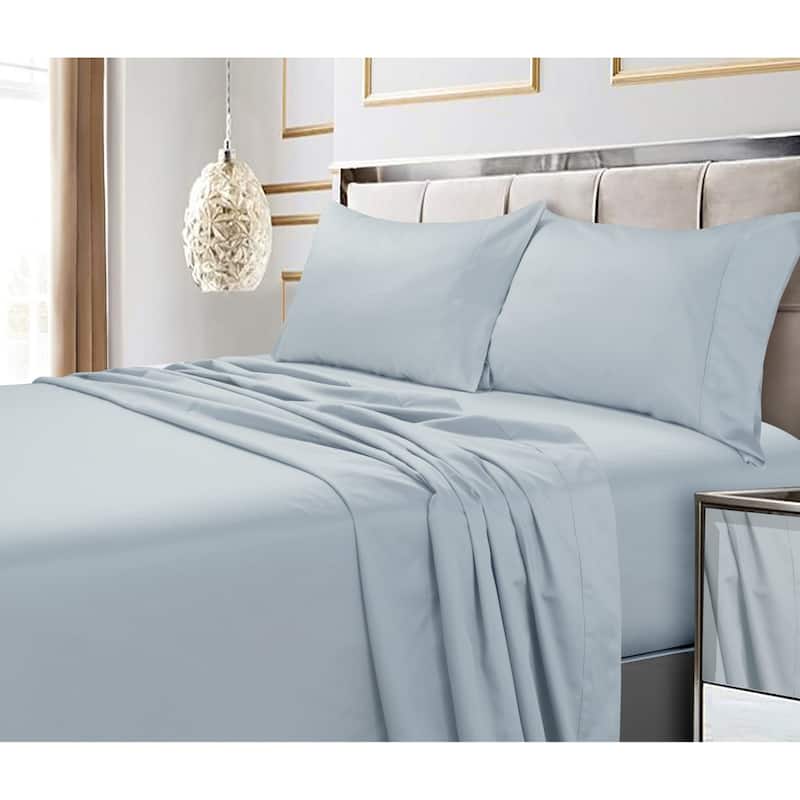 Egyptian Cotton 600 Thread Count Extra Deep Pocket Bed Sheet Set - Cal King - sky