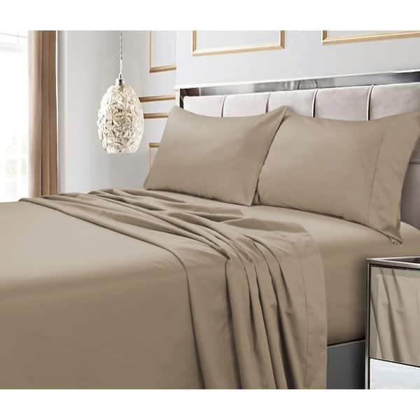 Egyptian Cotton 600 Thread Count Extra Deep Pocket Bed Sheet Set - Cal King - Clay