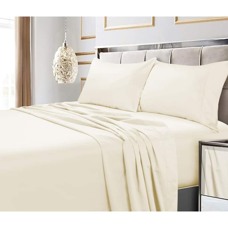 Egyptian Cotton 600 Thread Count Extra Deep Pocket Bed Sheet Set - King - Ivory