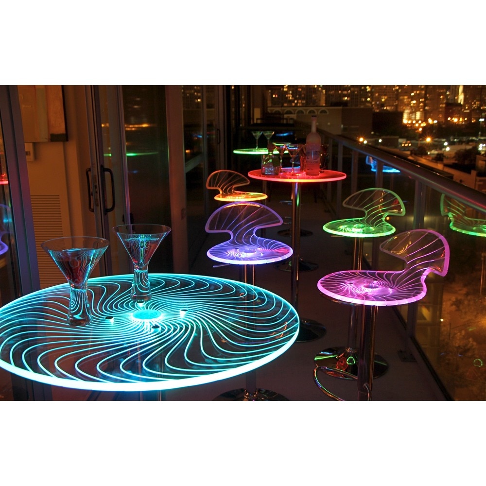Porch and Den  Starbuck Metal/ Acrylic LED Light-Up Bar Table (2 Seat - Round - multi)