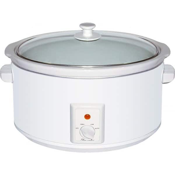 6 Qt Crock Pot Slow Cooker White Ceramic Programmable for Sale