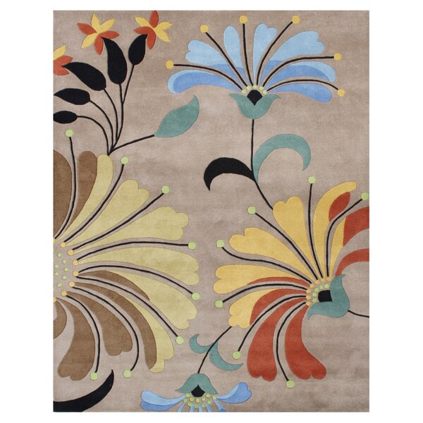 Alliyah Handmade Flower Beige New Zealand Blend Wool Rug (9' x 12') - 9' x 12'