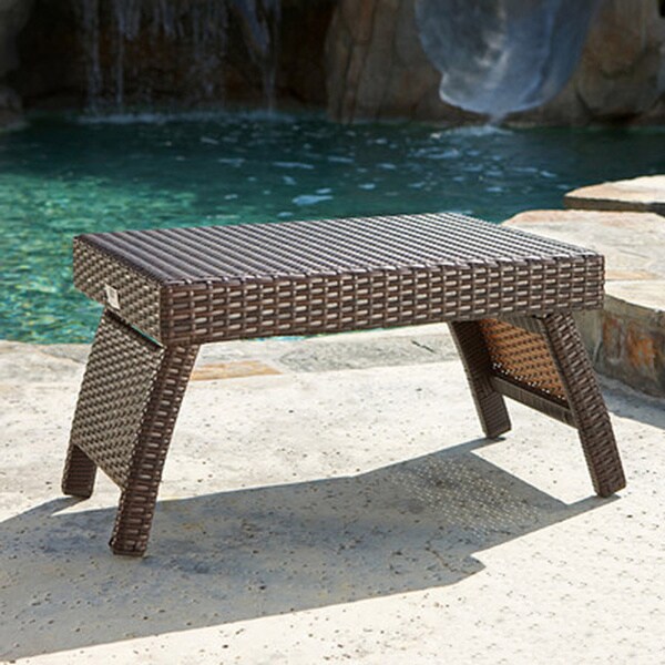 RST Outdoor Espresso Rattan Lounger Side Table   13061439  