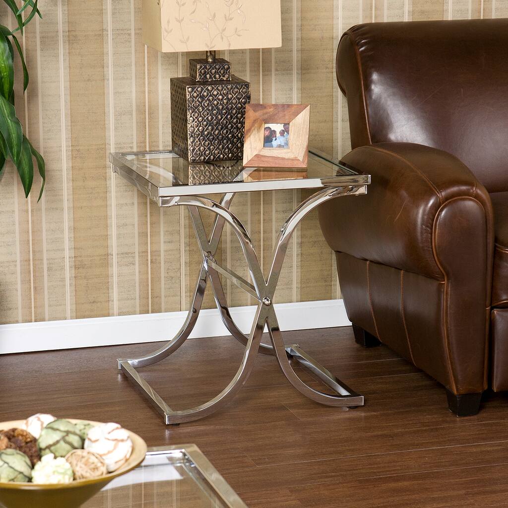 SEI Furniture Parker Chrome End Table