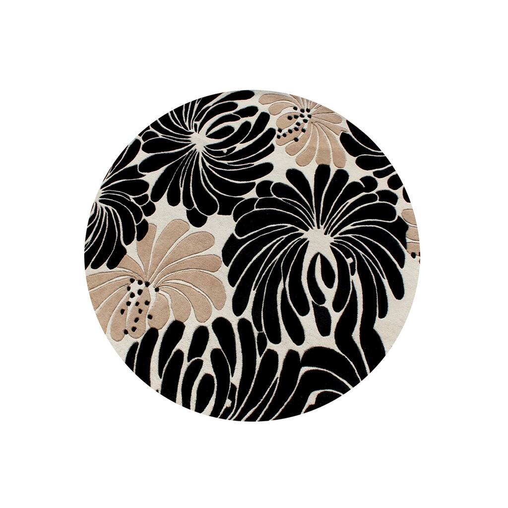 Alliyah Handmade Beige New Zealand Blend Wool Rug (6' Round) - 6' x 6'