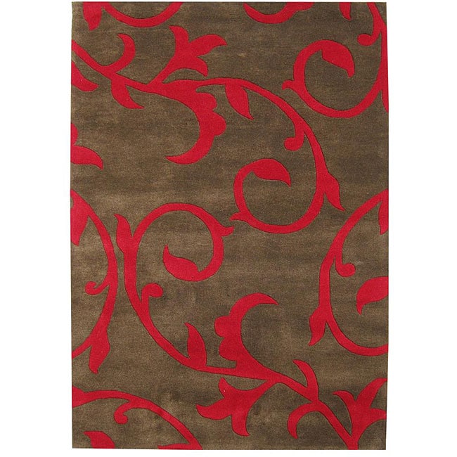 Hand tufted Sabrina Brown Wool Area Rug (5 X 8)