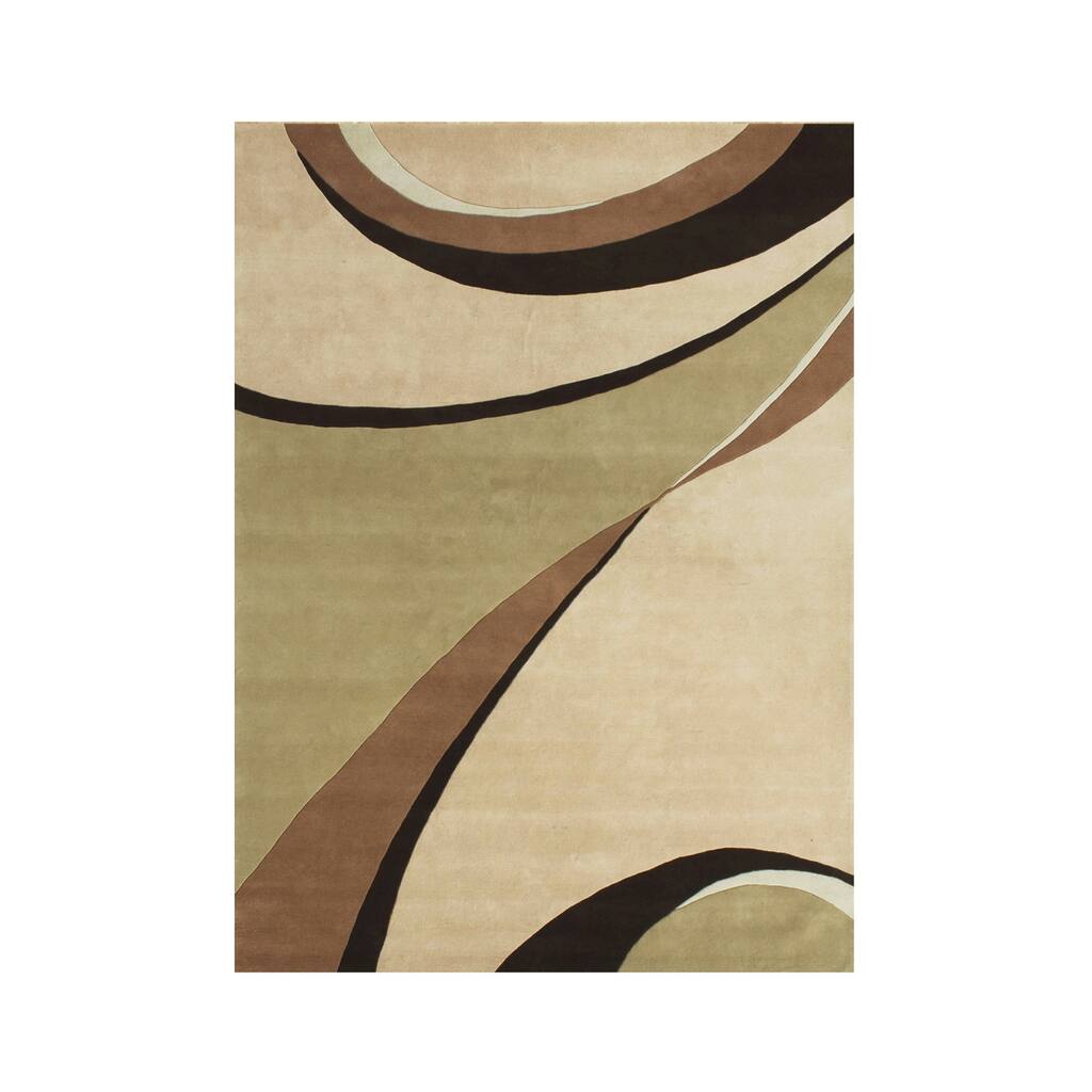 Alliyah Handmade Beige New Zealand Blend Wool Rug - Beige/Dark Brown - 8' x 10'