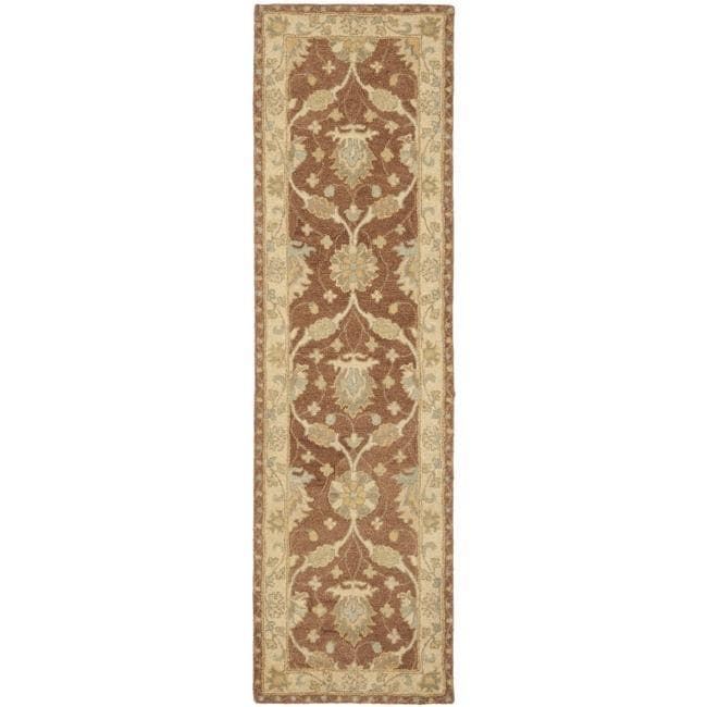 Handmade Farahan Brown/ Taupe Wool Rug (23 X 10)