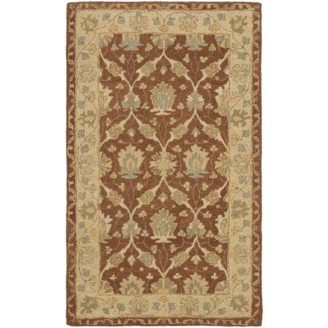 Handmade Farahan Brown/ Taupe Wool Rug (23 X 4)